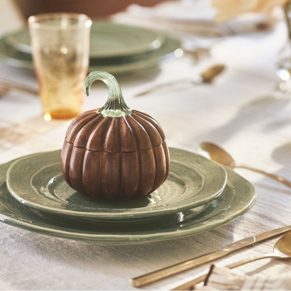 Wooden gourmand bourbon & pumpkin glass candle